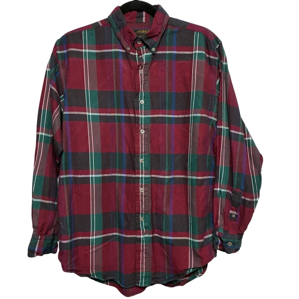 Eddie Bauer Men's Shirt Plaid Vintage Long Sleeve Button Down Size M‎ 90s Preppy